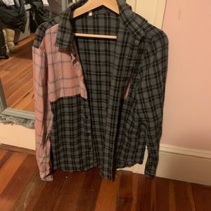 Grey and pink button down shirt